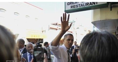 美国总统奥巴马现身旧金山中国城 买广式点心